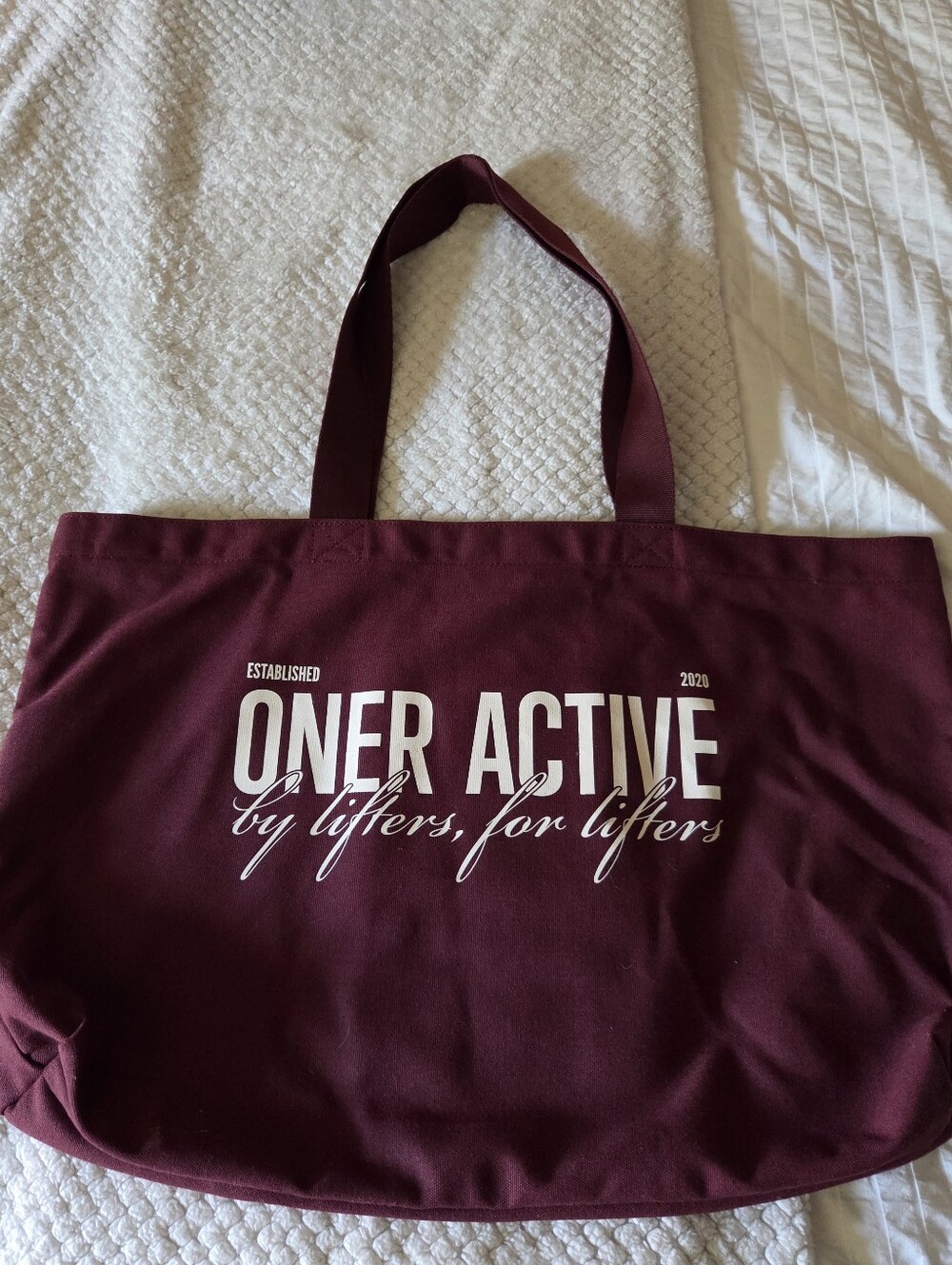 💥JUST ADDED💥Oner Active Maroon Canvas Tote with White Logo
